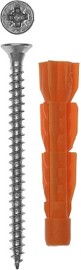 Дюбель универсальный полипропилен в потай с шурупом шлиц Pz Ø 8x52 мм, 6шт. (4-301196-08-052) ЗУБР
